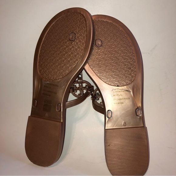 Sz 8 Tory Burch Mini Miller Jelly Thong Sandals Rose Gold - Picture 15 of 16